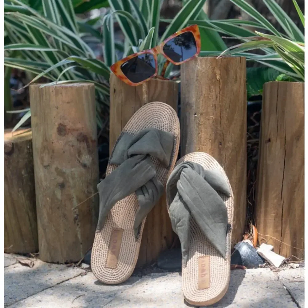 Qwave Ladies' Boho Cross Slide, Olive, Size 38